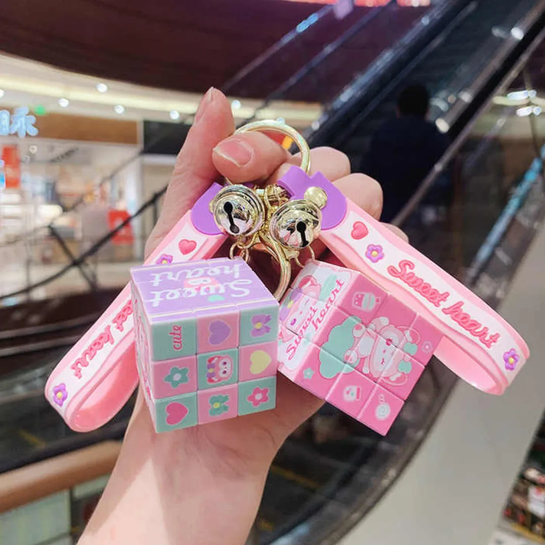 (1 pcs) Puzzle Character Cube Keychain – Fun & Educational | Return Gift | Random Design