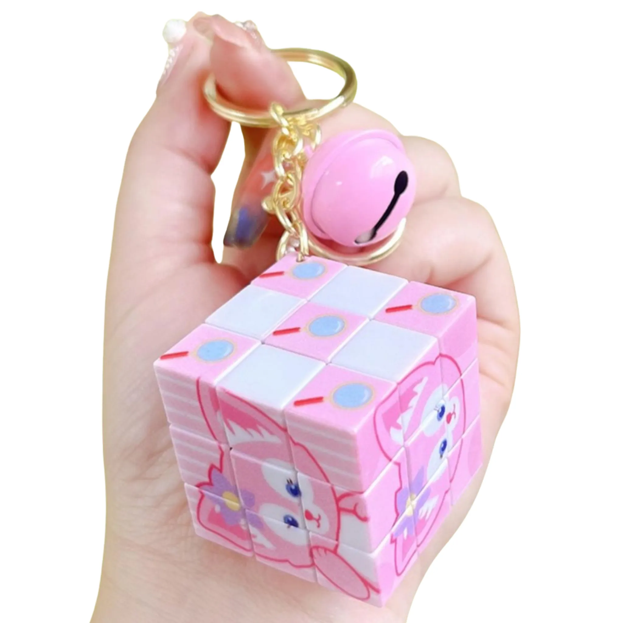 (1 pcs) Puzzle Character Cube Keychain – Fun & Educational | Return Gift | Random Design