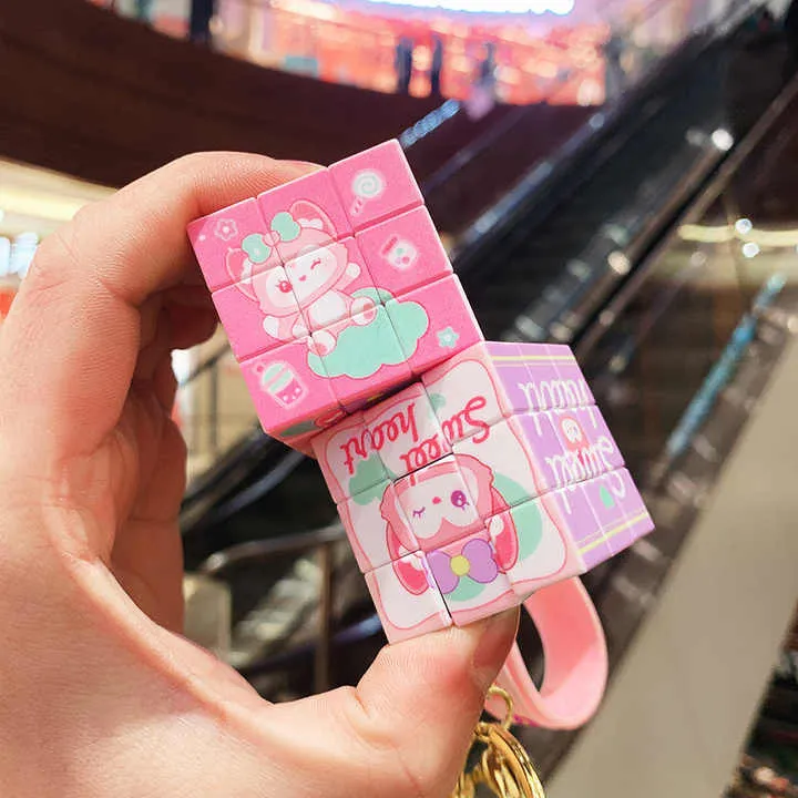 (1 pcs) Puzzle Character Cube Keychain – Fun & Educational | Return Gift | Random Design