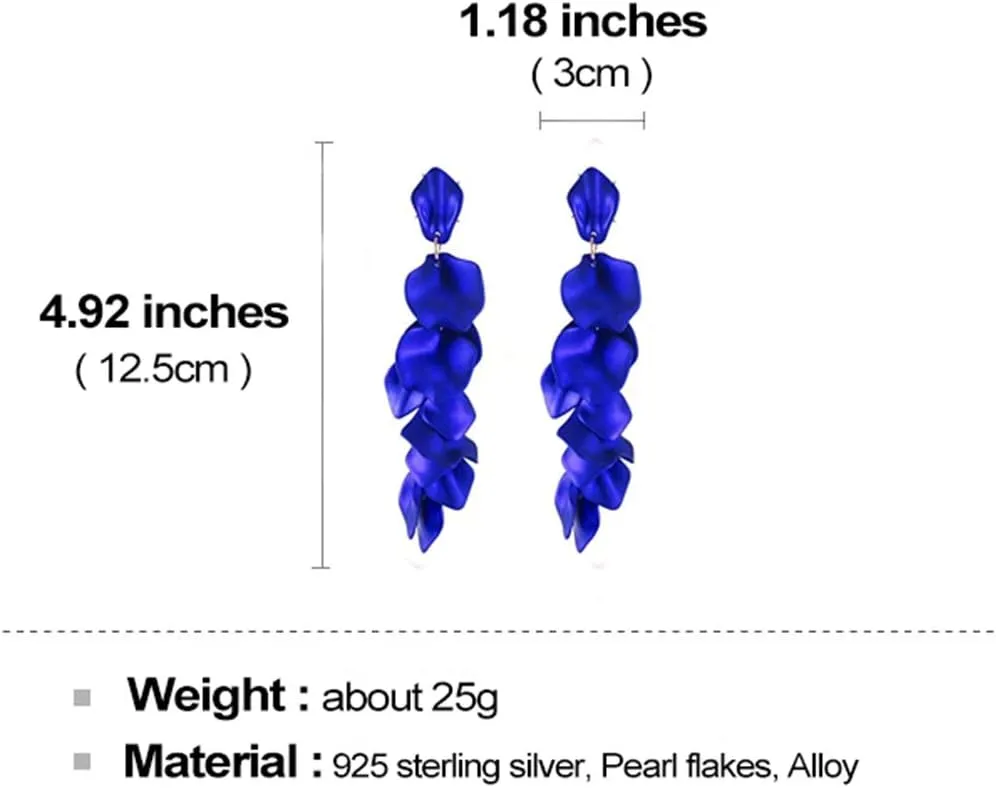 Acrylic Petal Dangle Drop Earrings for Women Fashion Long Rose Flower Hanging Resin Floral Statement Earring Jewellery Gifts