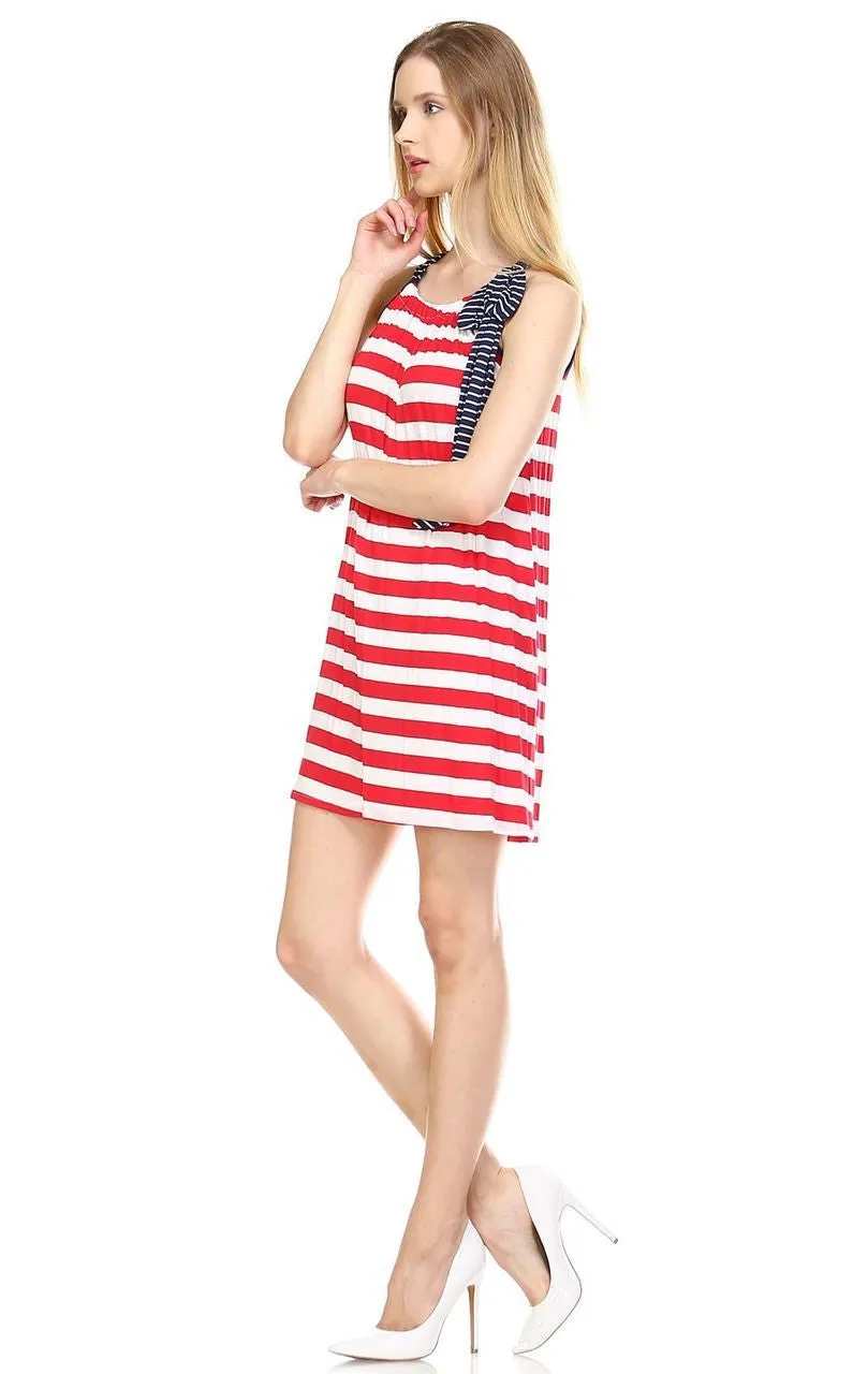 American Flag Dress Navy Striped Bow Red Stripes 1