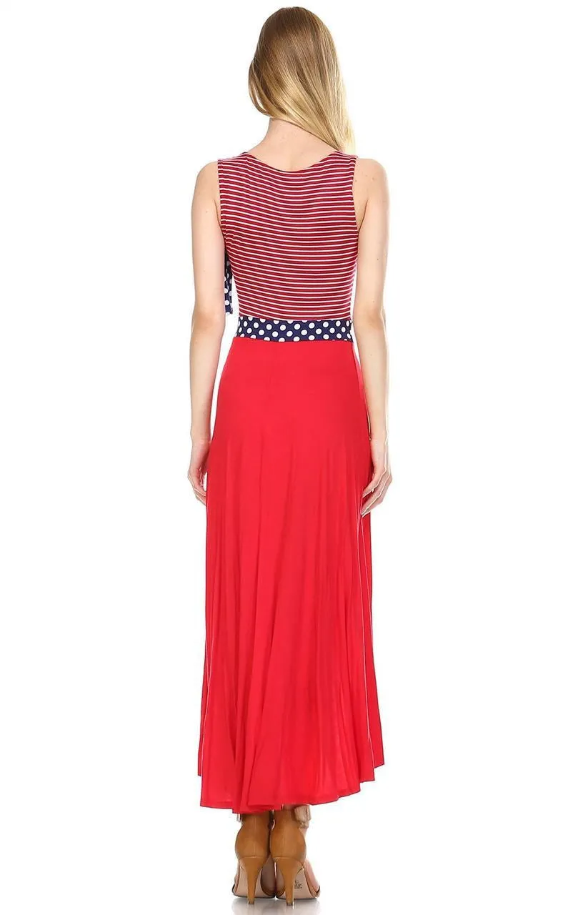 American Flag Maxi Dress Red Stripe Top Navy Polka Dot Bow 1