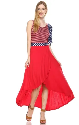 American Flag Maxi Dress Red Stripe Top Navy Polka Dot Bow 1