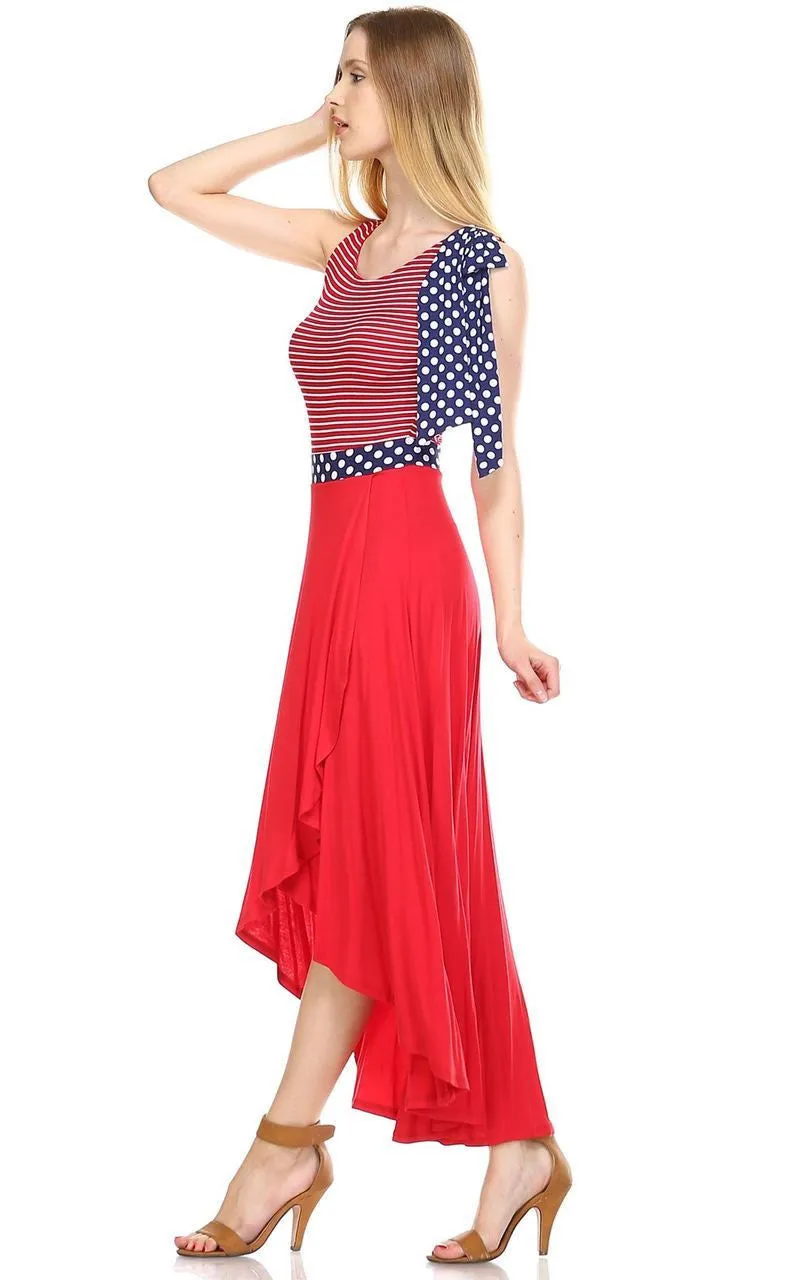 American Flag Maxi Dress Red Stripe Top Navy Polka Dot Bow 1
