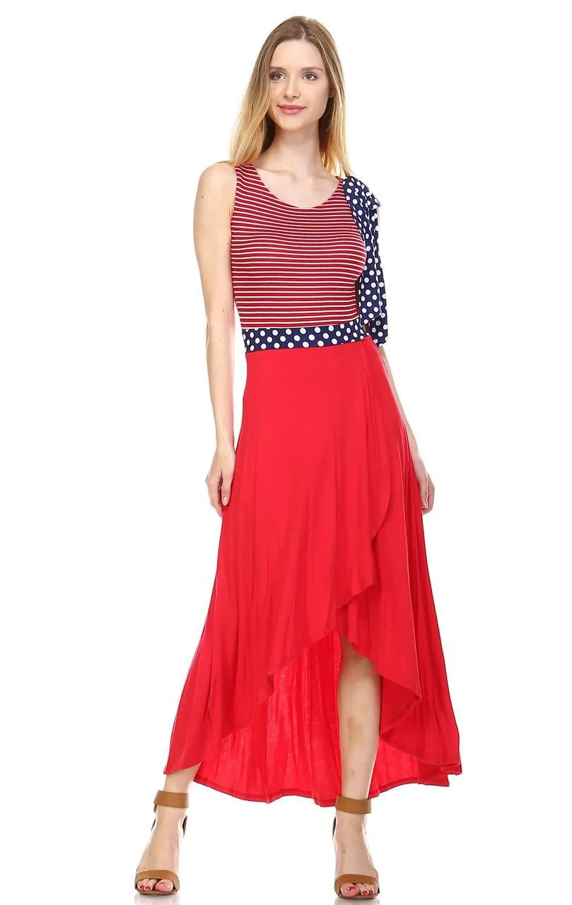 American Flag Maxi Dress Red Stripe Top Navy Polka Dot Bow 1