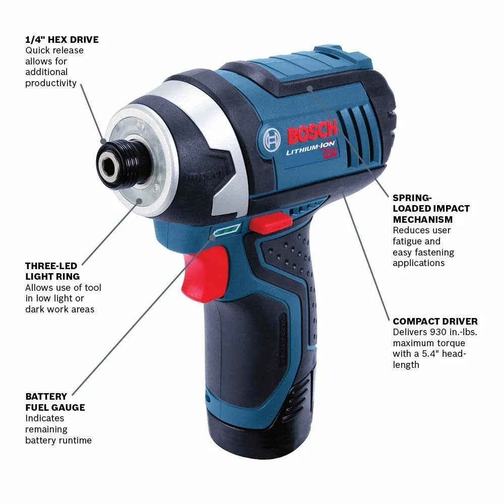 Bosch PS41N 12V Max 1/4 In. Hex  Impact Driver (Bare Tool)