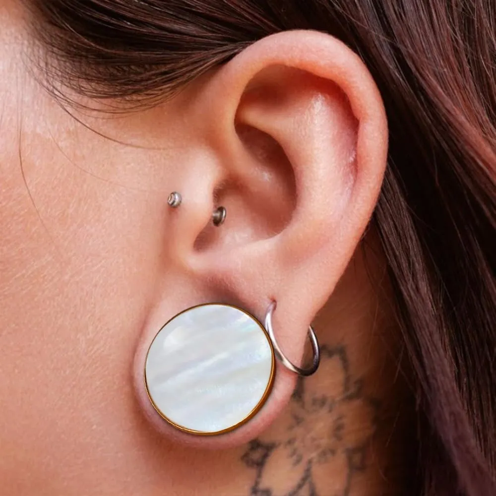 DOEARKO 2 Pairs Conch Shell Ear Gauges Tunnels and Plugs 316L Stainless Steel Hypoallergenic Earrings Ears Expander Body Jewelry