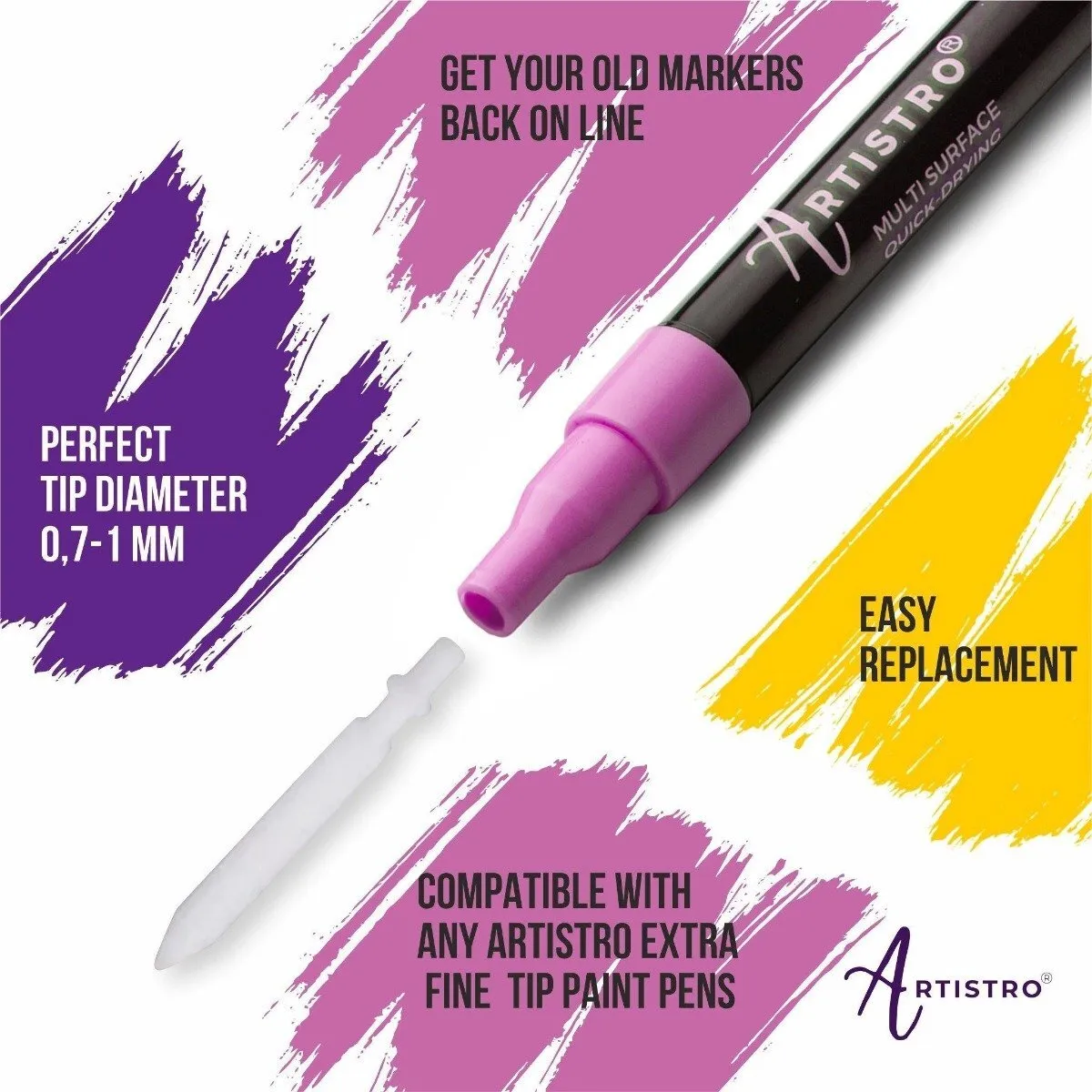 Extra Fine Paint Marker Replacement tips - set of 10 painting nibs (only US)