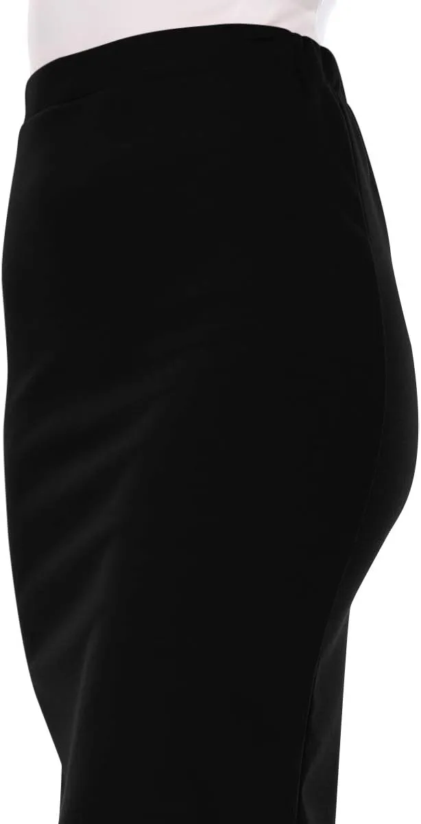 FashionJOA Women's High Waist Pencil Solid Knee Length Office Work Skirt