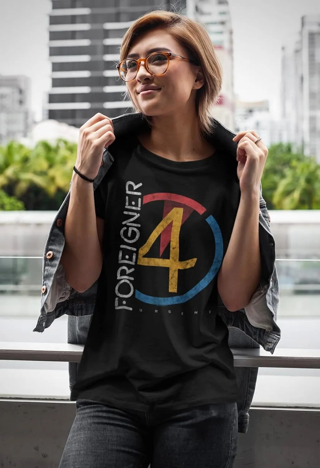 Foreigner 80s Rock Band Urgent Album Cover Vintage Style Adult Short Sleeve T-Shirts Graphic Tees