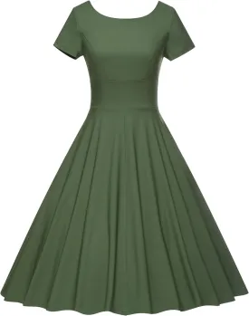 GownTown Women's 1950s Vintage Dresses Short Sleeves Cocktail Stretchy Party Dresses with Pocket