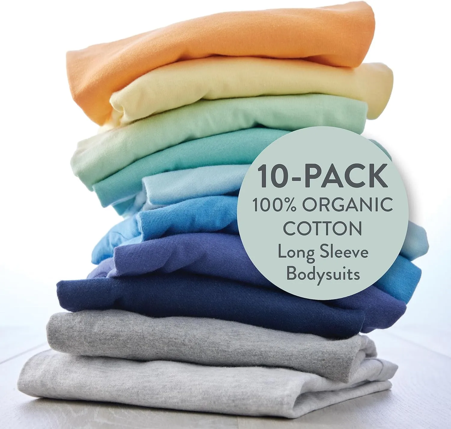 HonestBaby 10-Pack Long Sleeve Bodysuits One-piece 100% Organic Cotton for Infant Baby Boys, Girls, Unisex