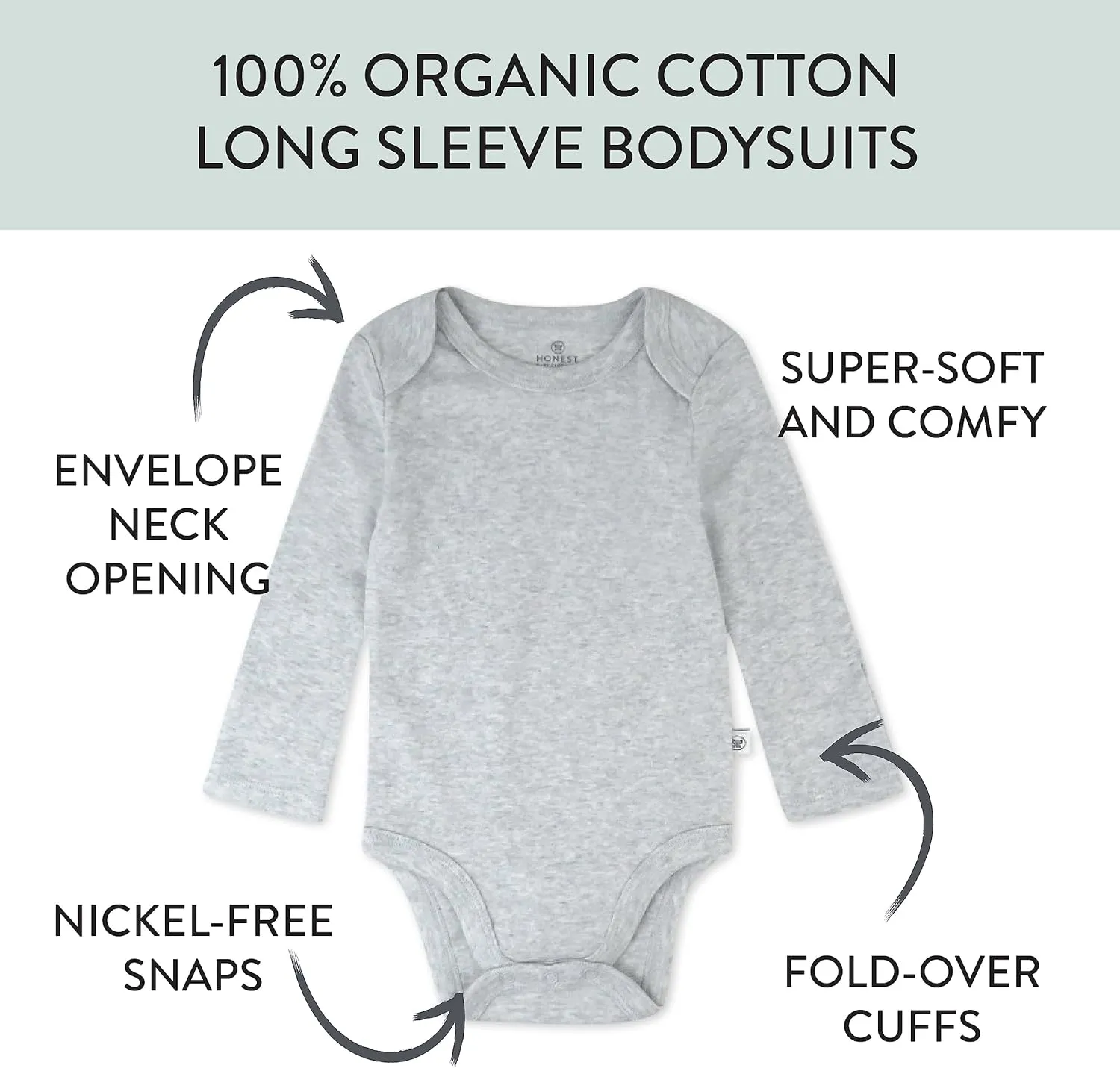 HonestBaby 10-Pack Long Sleeve Bodysuits One-piece 100% Organic Cotton for Infant Baby Boys, Girls, Unisex