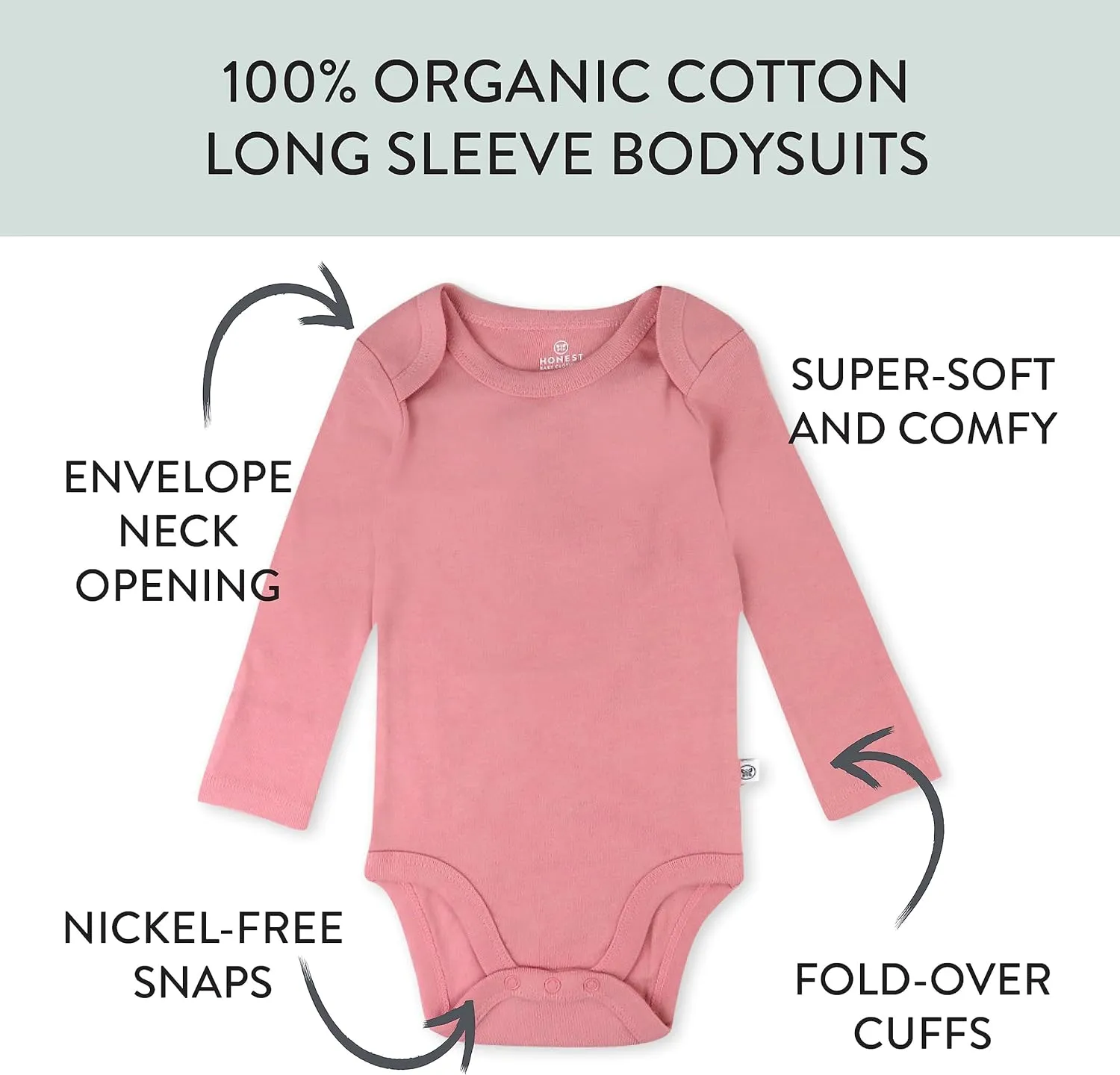 HonestBaby 10-Pack Long Sleeve Bodysuits One-piece 100% Organic Cotton for Infant Baby Boys, Girls, Unisex