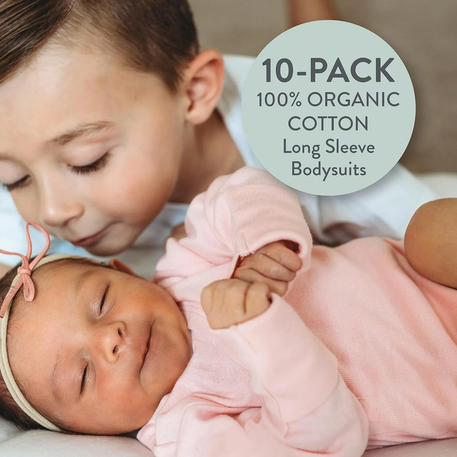 HonestBaby 10-Pack Long Sleeve Bodysuits One-piece 100% Organic Cotton for Infant Baby Boys, Girls, Unisex