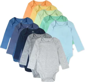 HonestBaby 10-Pack Long Sleeve Bodysuits One-piece 100% Organic Cotton for Infant Baby Boys, Girls, Unisex