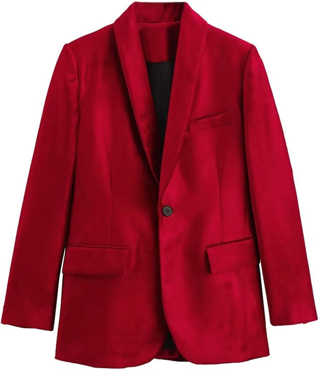 Kromoc Women's Velvet Blazer Casual Daily One Button Suit Jacket Sport Coat