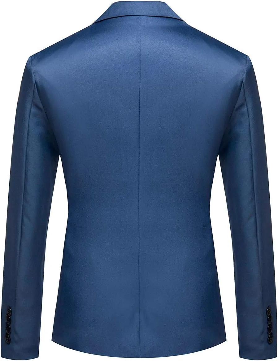 Men's Casual Suit Jacket Slim Fit One Button Notched Lapel Business Daily Lightweight Blazer Jacket