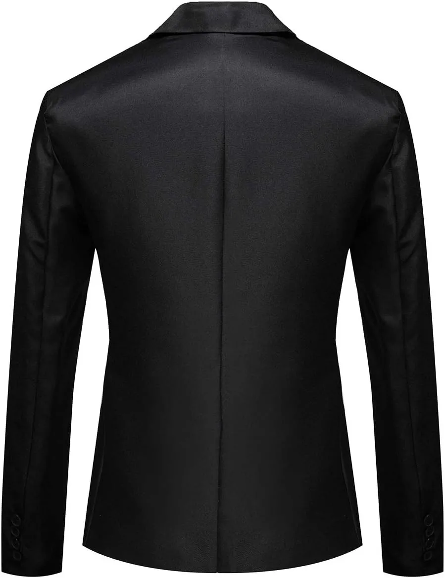 Men's Casual Suit Jacket Slim Fit One Button Notched Lapel Business Daily Lightweight Blazer Jacket
