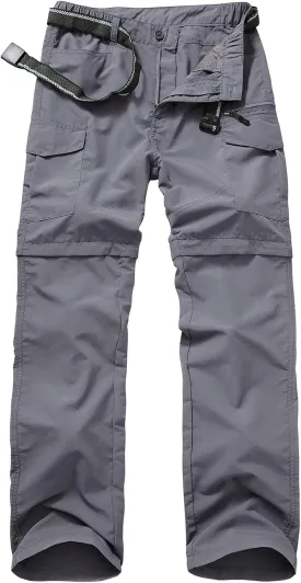 Mens Hiking Pants Quick Dry Lightweight Fishing Convertible Zip Off Safari Trousers