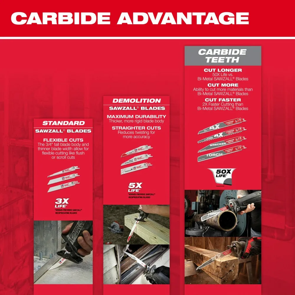 Milwaukee 48-00-5026 9" x 5 TPI Bi-Metal AX Super Sawzall Blade 5-Pack