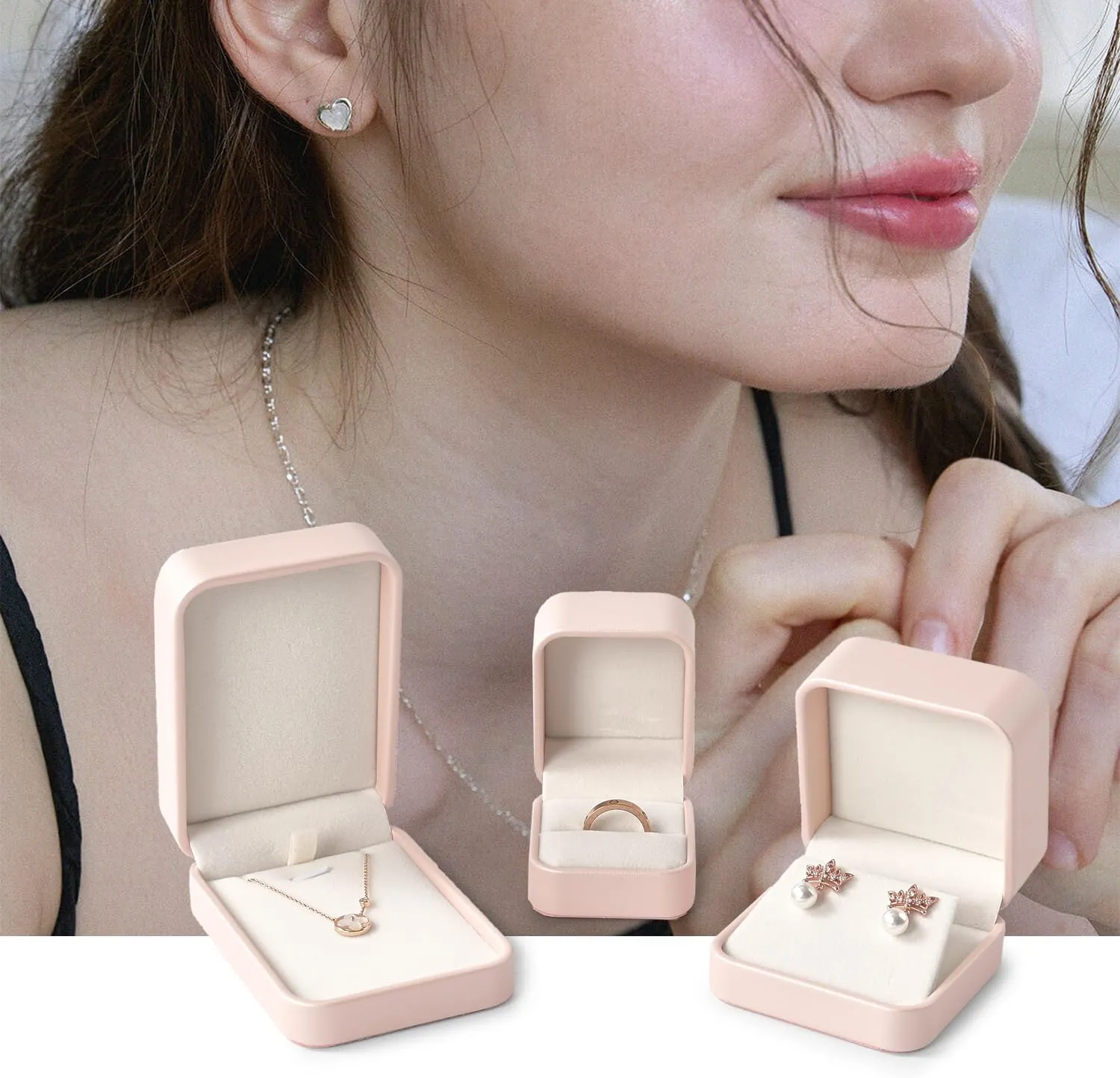 Oirlv Luxury Leather Earring Case Premium Jewelry Box For Earrings Only Luxury Gift Boxes For Jewelry(Pink)