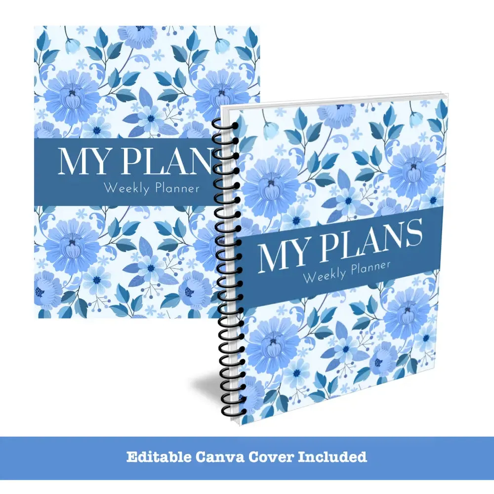 ON SALE - Floral "My Plans" Evergreen PLR Planner - Canva Template