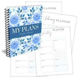 ON SALE - Floral "My Plans" Evergreen PLR Planner - Canva Template