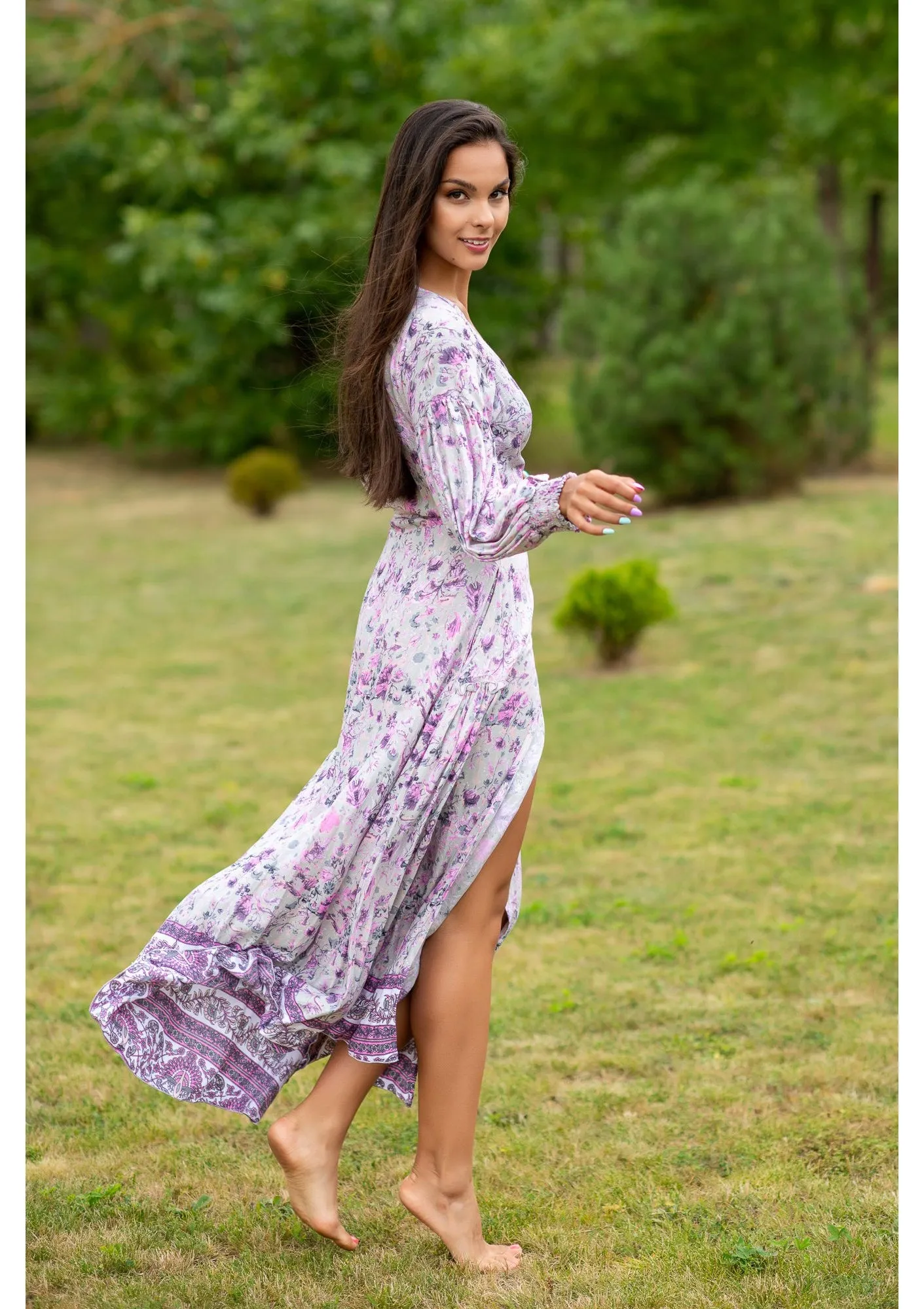 Queen Wrap Ruster Grey Dress