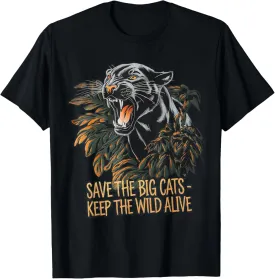 SAVE THE BIG CATS Black Panther Wildlife Conservation T-Shirt
