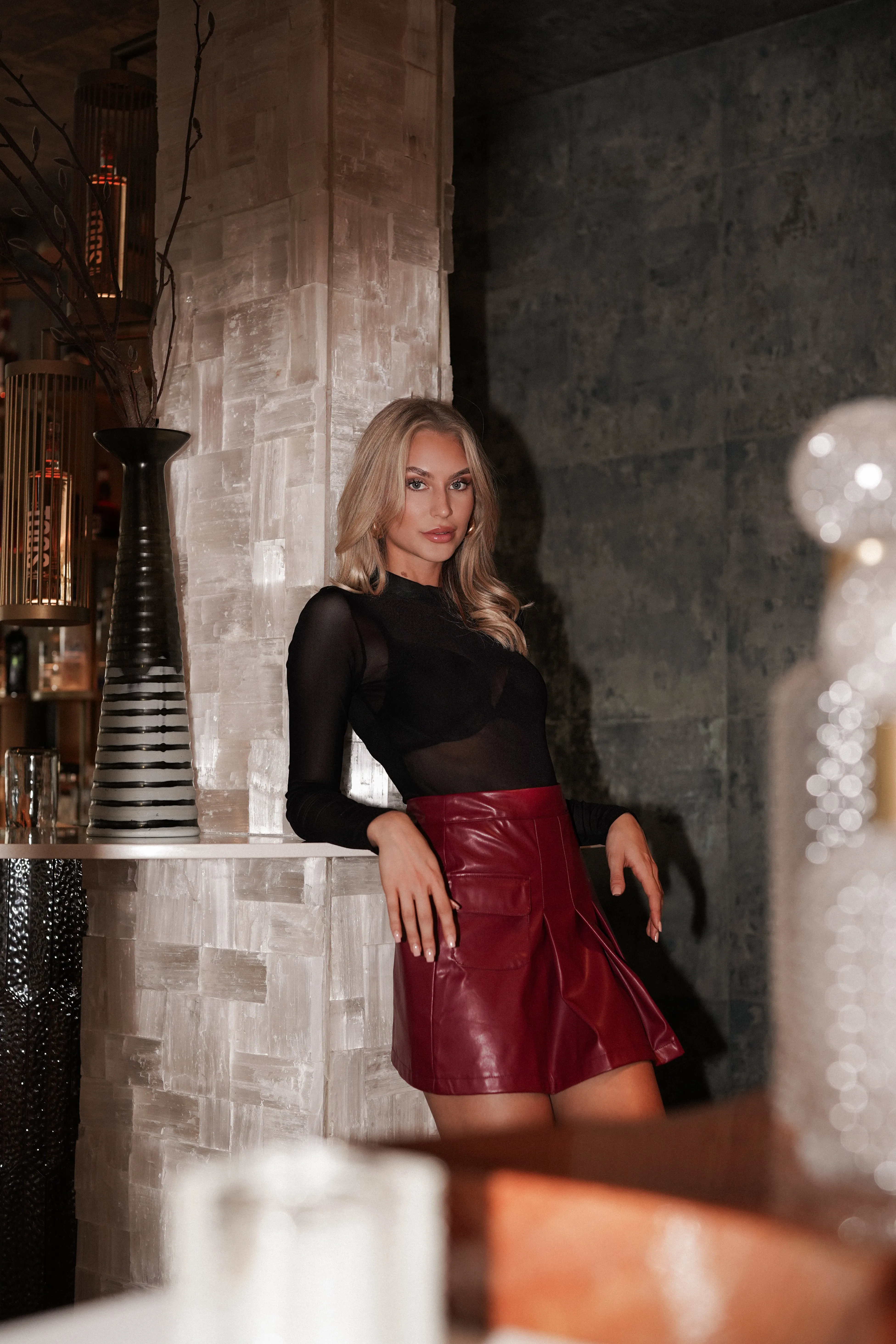 Skater skirt leatherlook rood - Nina