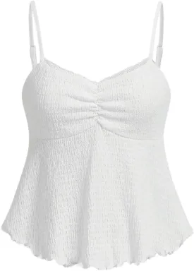 SOLY HUX Women's Peplum Tops Summer Casual Ruched Flowy Going Out Top Spaghetti Strap Tank Camisole