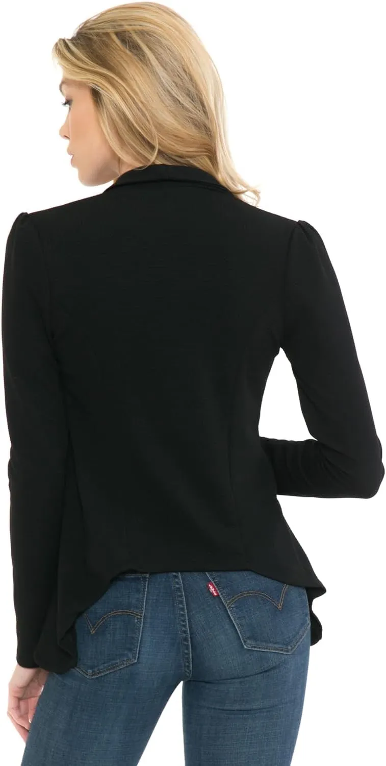 SSOULM Women's Long Sleeve Classic Draped Open Front Lightweight Blazer with Plus Size
