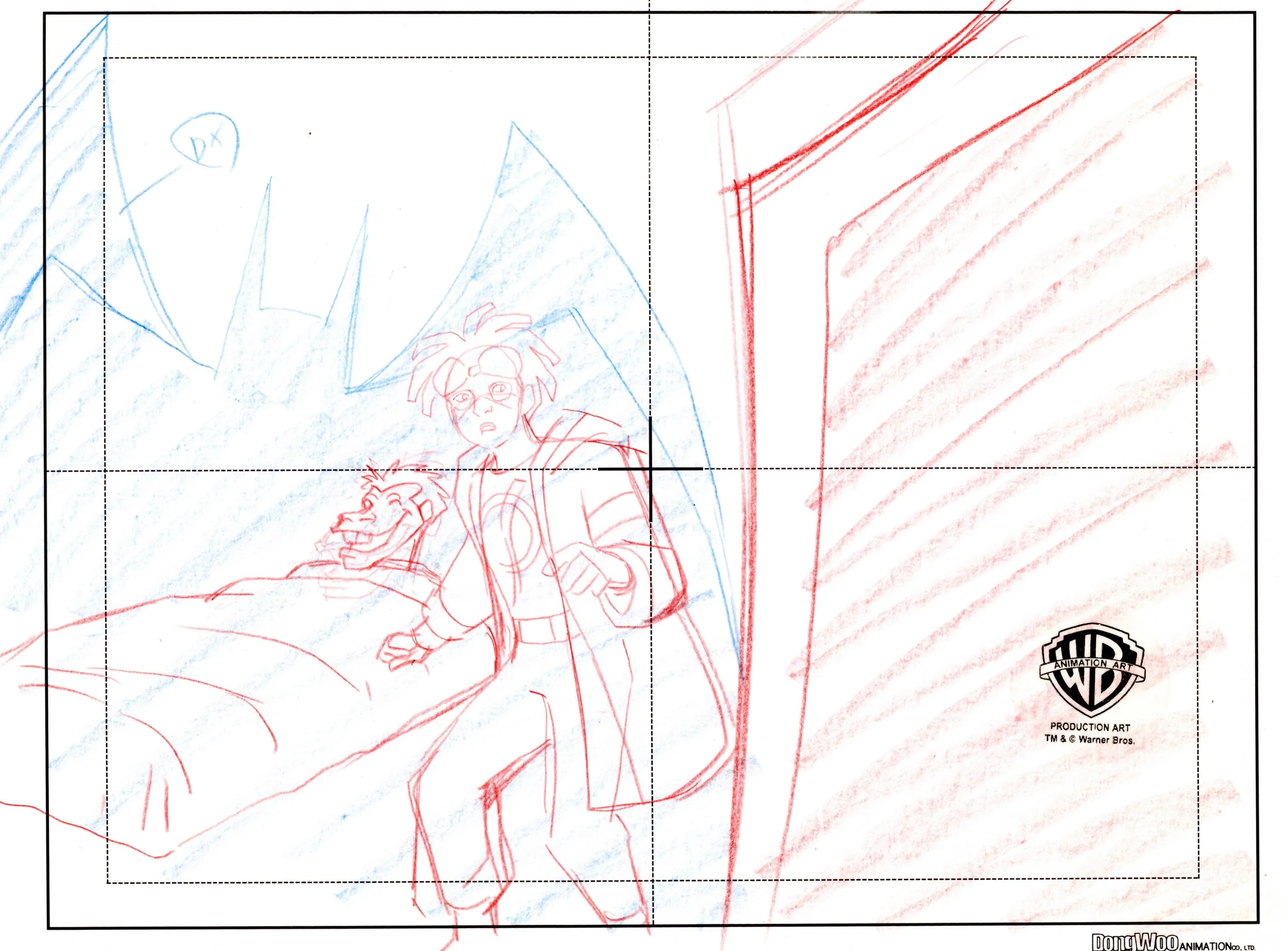 Static Shock Original Production Layout Drawing: Static Shock and Ferret