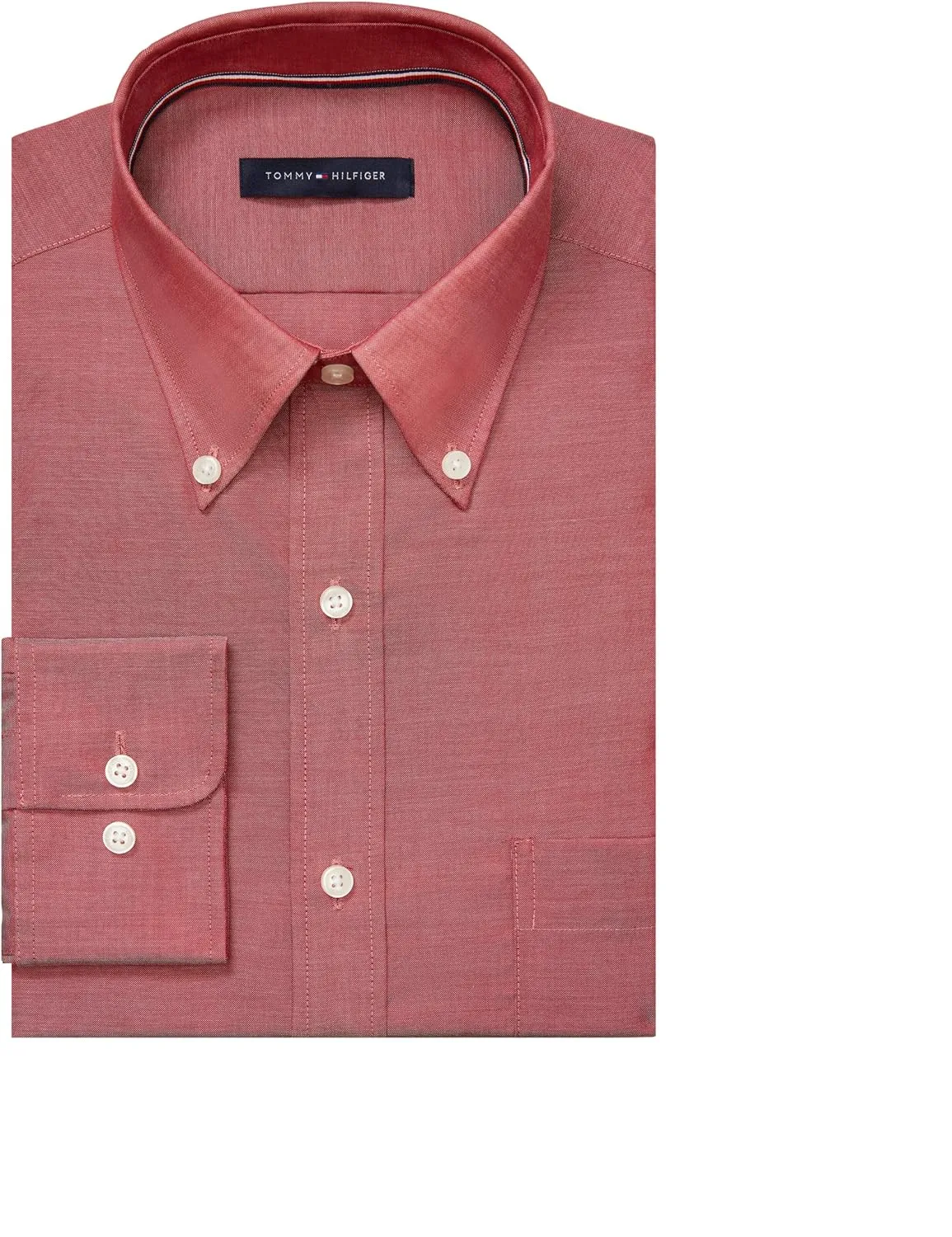 Tommy Hilfiger Men's Non Iron Solid Button Down Collar Shirt - Amazon Exclusive