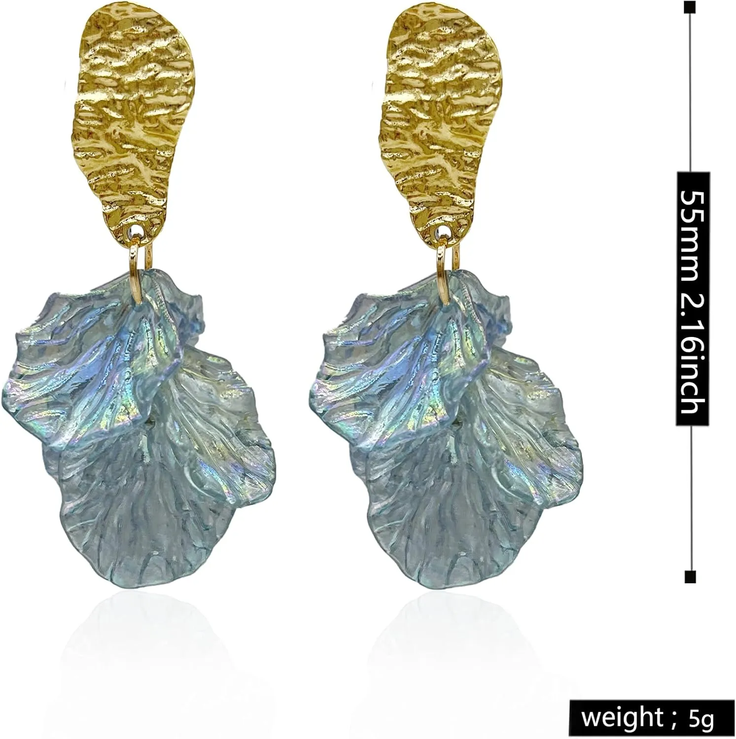 White Rose Petal Dangle Earrings for Women Acrylic Long Drop Floral Tassel Earrings Statement Exaggerated Tiered Resin Flower Earrings for Wedding