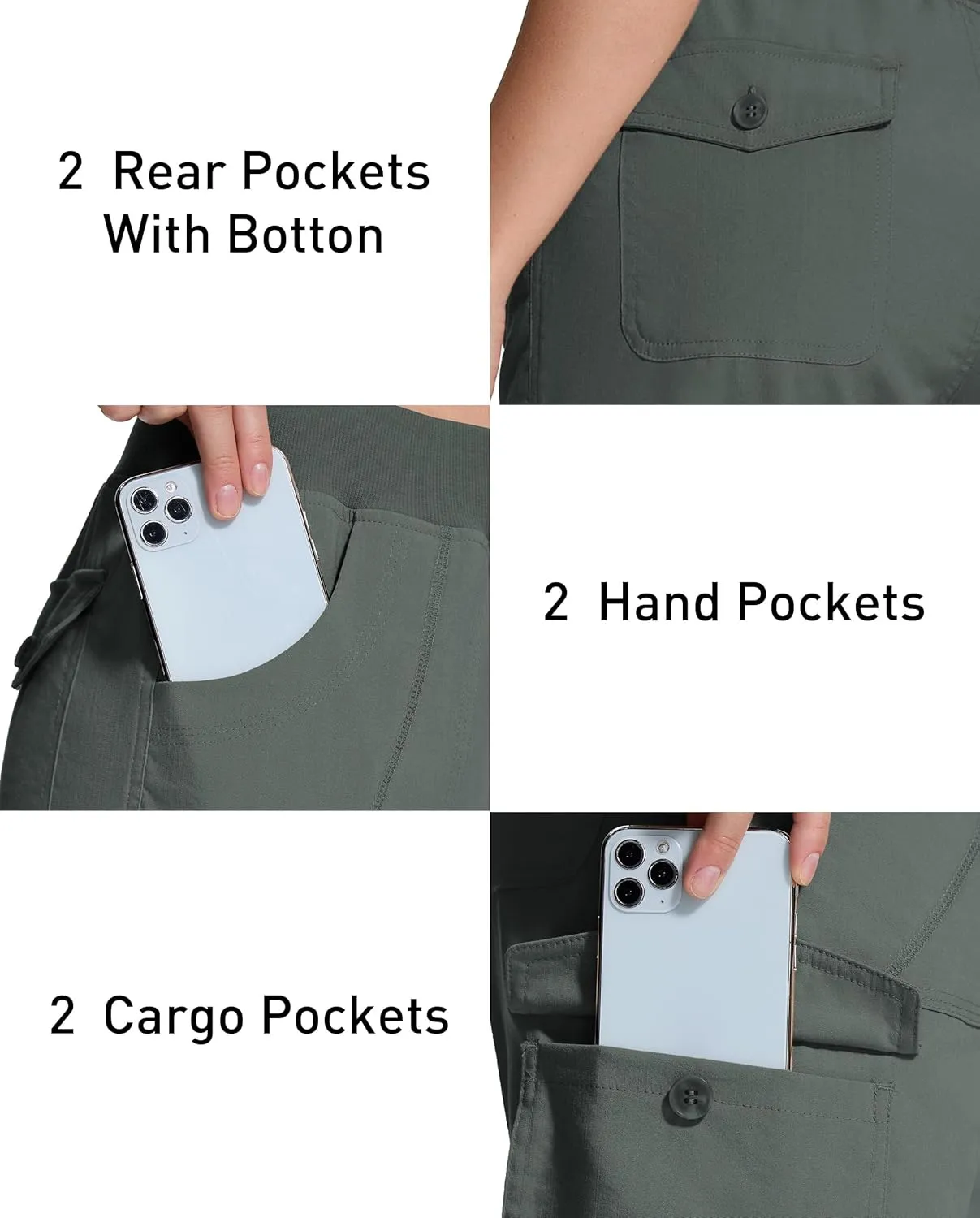 Womens Cargo Capri Pants with 6 Pockets Lightweight Stretch Hiking Casual Summer Pant for Women Travel Outdoor