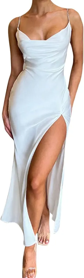Women's Summer Formal Wedding Guest Dress Off Shoulder High Slit Maxi Bodycorn Dress Ruffle Hem Long Dresses